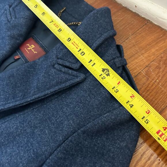 7 For All Mankind XS Wool Blend Blue Double Breasted Button Down Blazer Jacket - Picture 16 of 16